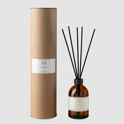 

WLADI HOME Диффузор ароматический для дома с палочками Свежий хлопок 100, Диффузор ароматический для дома с палочками Свежий хлопок