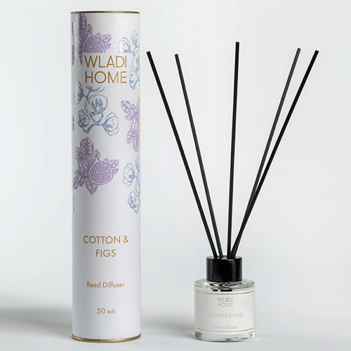 

WLADI HOME Диффузор ароматический для дома с палочками Свежий хлопок 50, Диффузор ароматический для дома с палочками Свежий хлопок