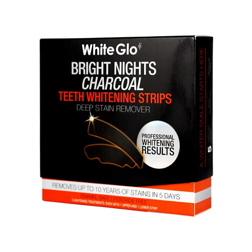 

WHITE GLO Полоски отбеливающие угольные Bright Nights Charcoal № 5, Полоски отбеливающие угольные Bright Nights Charcoal № 5