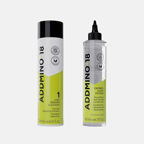 ADDMINO-18 Профессиональный набор для Супер блеска волос Шампунь и Бустер Италия 