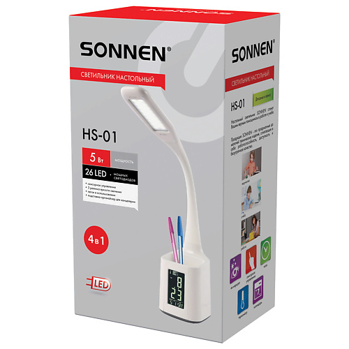 

SONNEN Настольная лампа-светильник на подставке, СВЕТОДИОДНАЯ, 5 Вт, Настольная лампа-светильник на подставке, СВЕТОДИОДНАЯ, 5 Вт