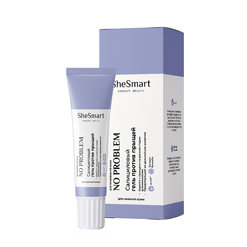 

SHESMART Салициловый гель против прыщей для жирной кожи Noproblem Premium 15, Салициловый гель против прыщей для жирной кожи Noproblem Premium