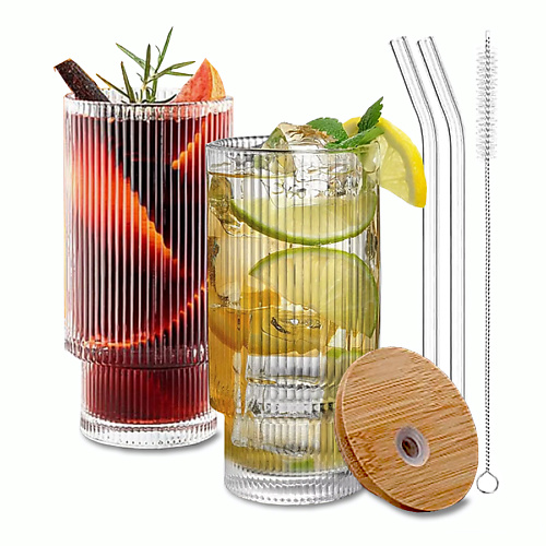 

GIFT'N'HOME Набор стеклянные стаканы с трубочкой 2 шт 350, Набор стеклянные стаканы с трубочкой 2 шт