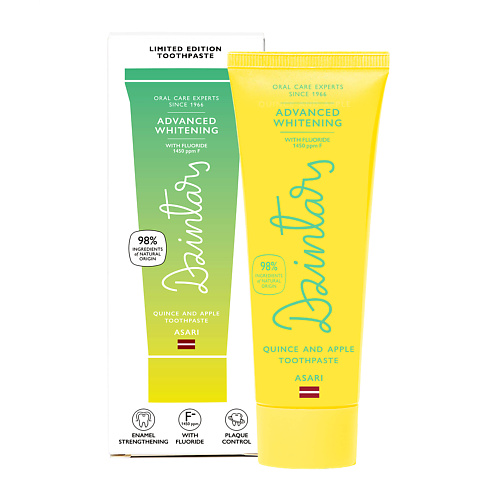 

DZINTARS Зубная паста отбеливающая «Айва и яблоко» Asari 75, Зубная паста отбеливающая «Айва и яблоко» Asari