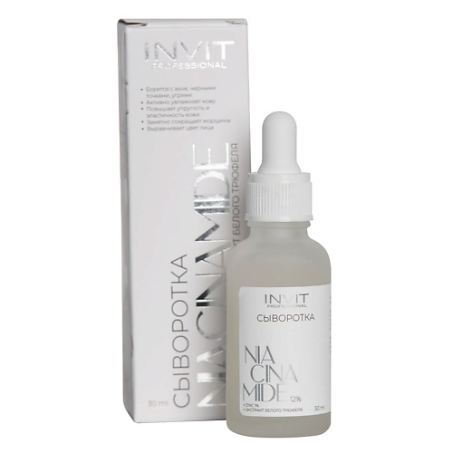 

INVIT Корректирующая сыворотка для лица с ниацинамидом, цинком и экстрактом белого трюфеля 30, Корректирующая сыворотка для лица с ниацинамидом, цинком и экстрактом белого трюфеля