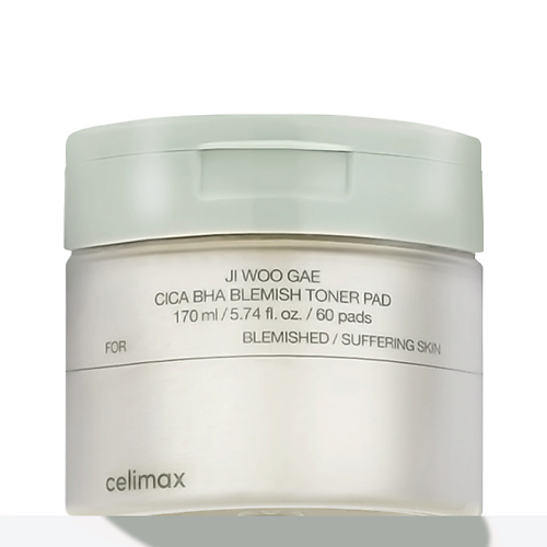 Салфетки для лица CELIMAX Тонер-пэды с кислотами Ji Woo Gae Cica BHA Blemish Toner Pad