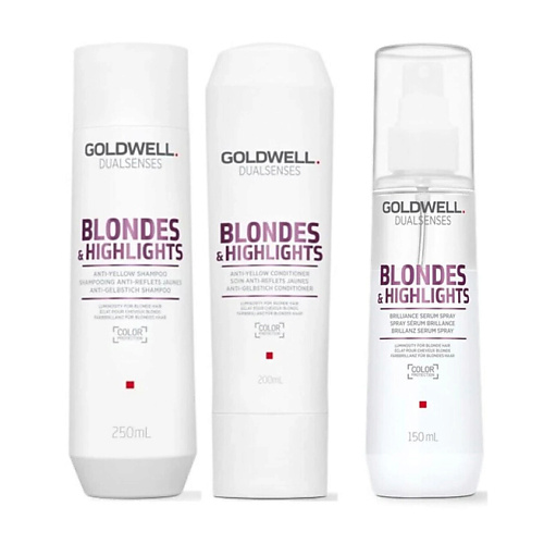 

GOLDWELL Набор Dualsenses Blondes & Highlights Bundle: шампунь + кондиционер + спрей-сыворотка, Набор Dualsenses Blondes & Highlights Bundle: шампунь + кондиционер + спрей-сыворотка