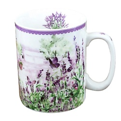 Кружка большая подарочная для чая, кофе "Lavender , костяной фарфор