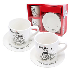 Набор чайных пар в подарочной упаковке Love is, 4 предмета, фарфор