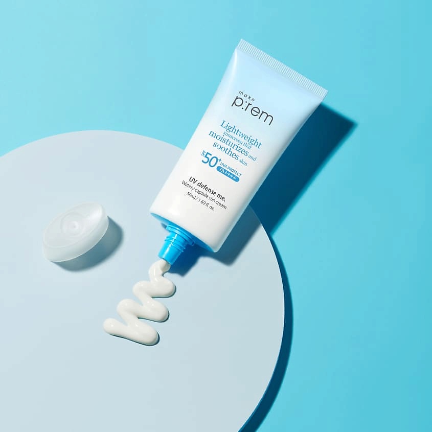 MAKE P:REM Крем для лица солнцезащитный SPF 50+ PA++++ UV Defense Me. Watery Capsule Suncream – фото 3