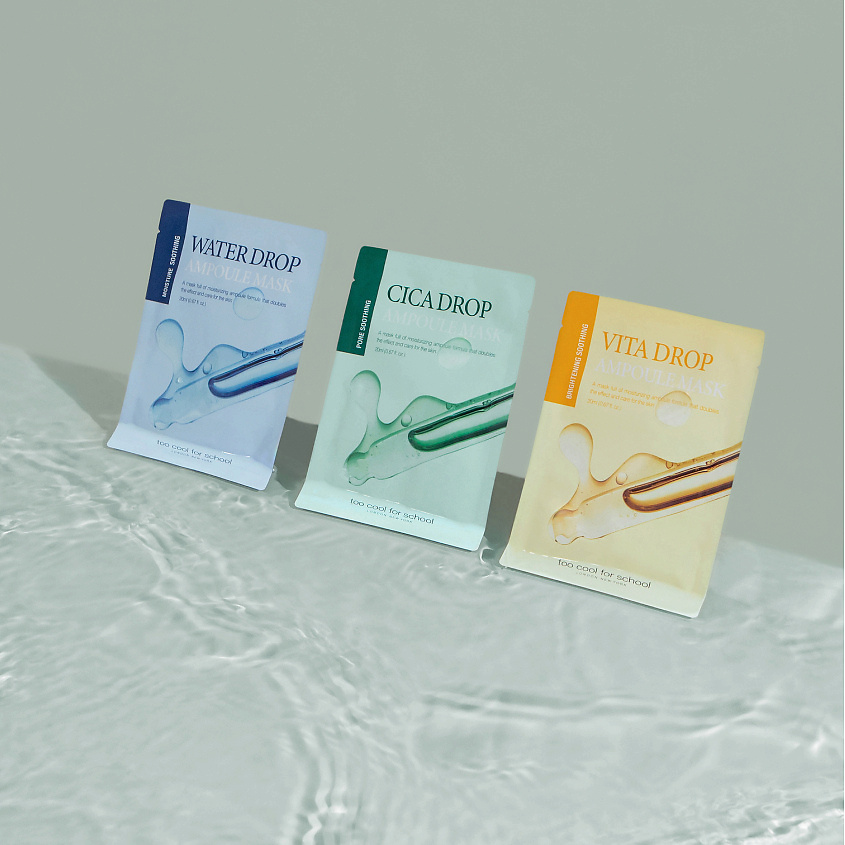 TOO COOL FOR SCHOOL Маска для лица успокаивающая для раздраженной и жирной кожи Cica Drop Ampoule Mask – фото 4