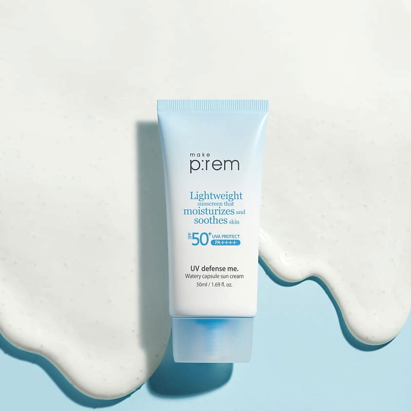 MAKE P:REM Крем для лица солнцезащитный SPF 50+ PA++++ UV Defense Me. Watery Capsule Suncream – фото 4