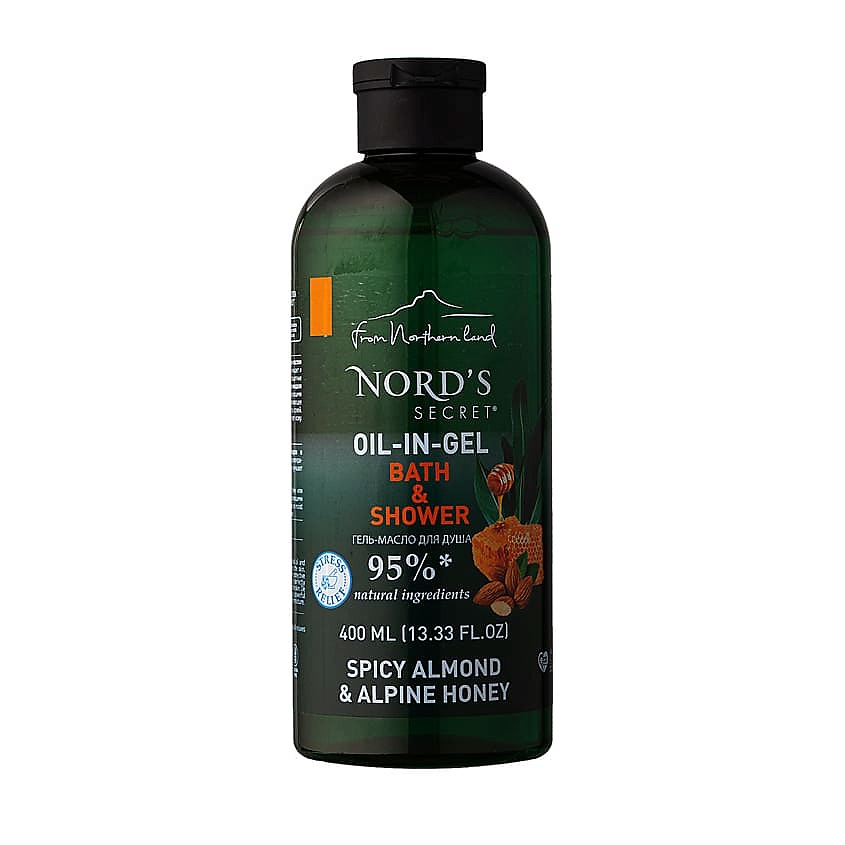 Изображение товара NORD'S SECRET Смягчающий гель для душа с эфирным маслом "Пряный миндаль и альпийский мед", 400 мл