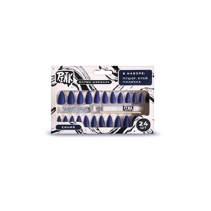 Изображение товара Набор из 24 матовых накладных ногтей миндалевидной формы в трендовых цветах P.INK