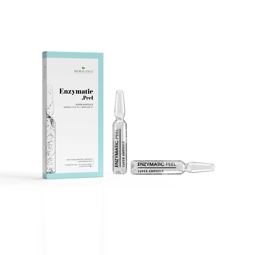 Изображение товара BIOBALANCE Ампулы для лица с миндальной кислотой 10% SUPER AMPOULE ENZYMATIC PEEL, 1 шт.