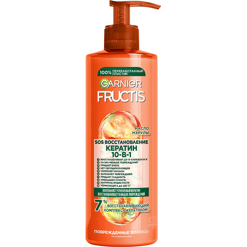 Изображение товара FRUCTIS Комплексный несмываемый крем-уход, SOS Кератин 10в1, для поврежденных волос, 400 мл