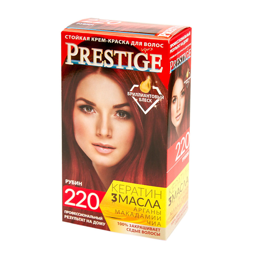 Изображение товара VIP'S PRESTIGE Рубин 220 стойкая крем-краска для волос 50 мл с проявляющей эмульсией