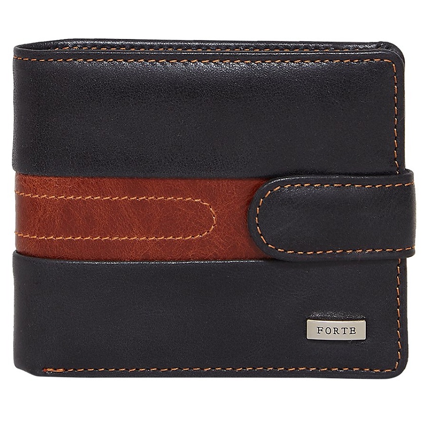 Изображение товара Мужское портмоне FORTE из натуральной кожи черное с отделениями для карт и купюр