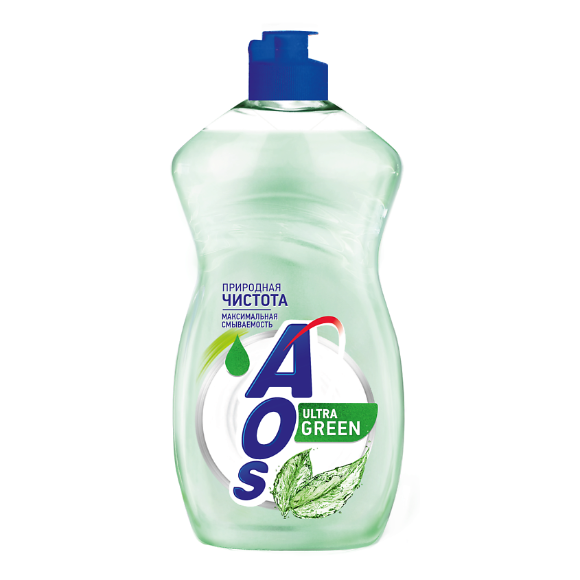 Изображение товара AOS Гель средство для мытья посуды Ultra Green Antiseptic 450 г безопасное и эффективное
