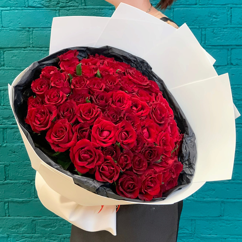 Изображение товара Букет из 51 красной розы от Цветы Мишки, свежие цветы, подарок