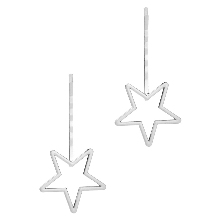 Изображение товара NOTHING BUT LOVE Набор заколки невидимки "Звезды смотрят вниз", Серебряный