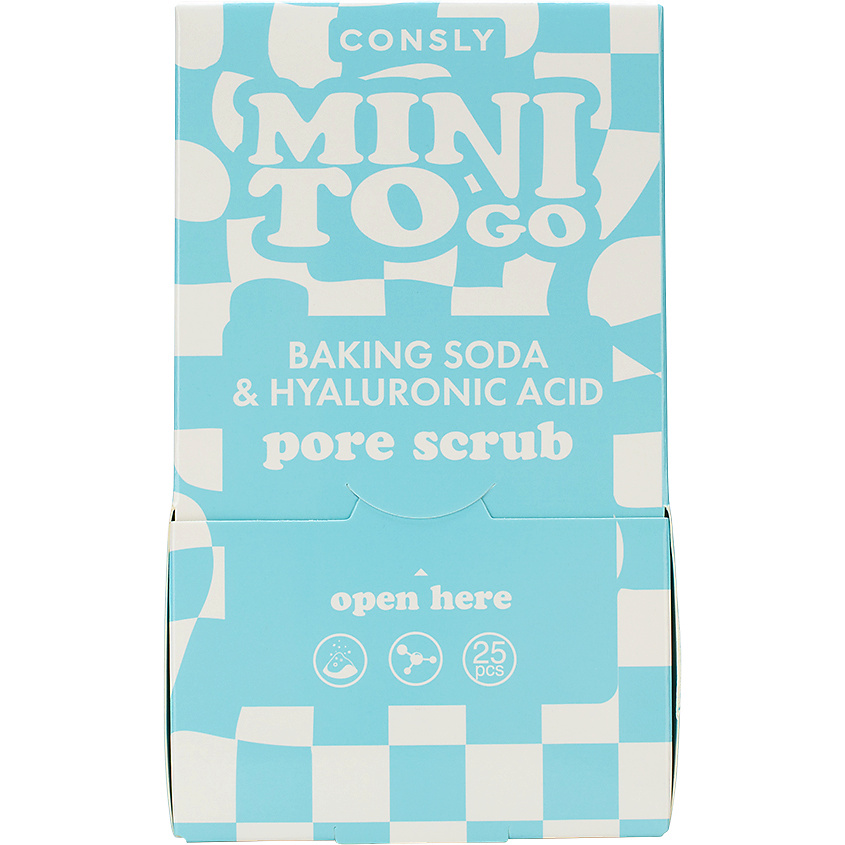 Изображение товара CONSLY Скраб для лица с содой и гиалуроновой кислотой Mini To Go Baking Soda & Hyaluronic Acid Pore Scrub, 25 шт х 7 г