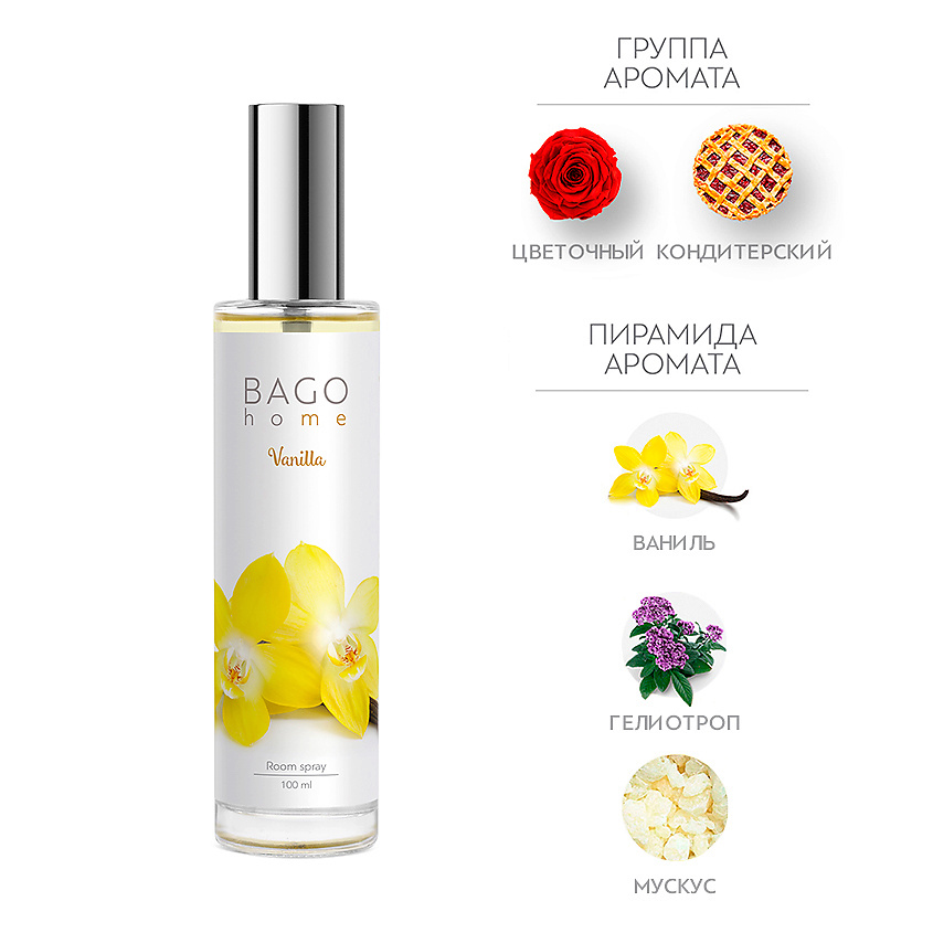 Изображение товара Ароматический спрей для дома Ваниль 100 мл BAGO HOME