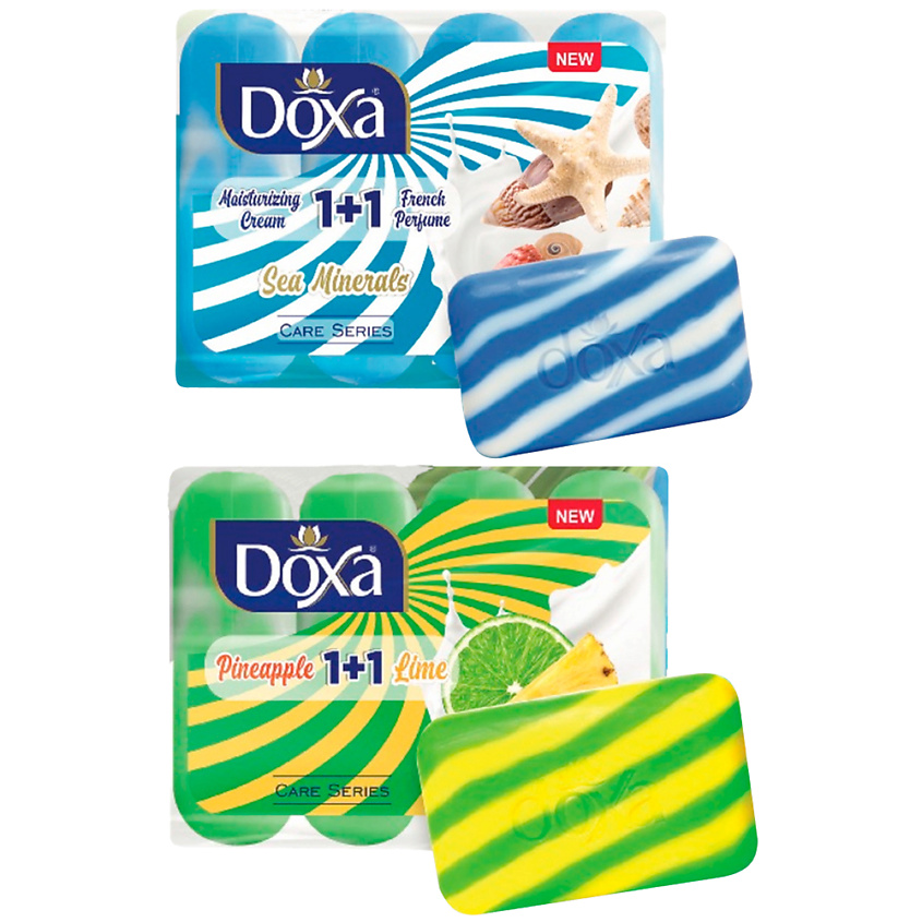 Изображение товара DOXA Туалетное крем-мыло Лайм-Ананас, Морские минералы, 8х80г