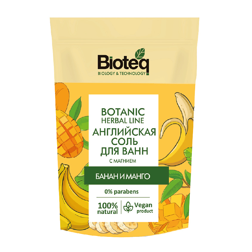 Изображение товара BIOTEQ Английская соль для ванн с бананом и манго, 500 г