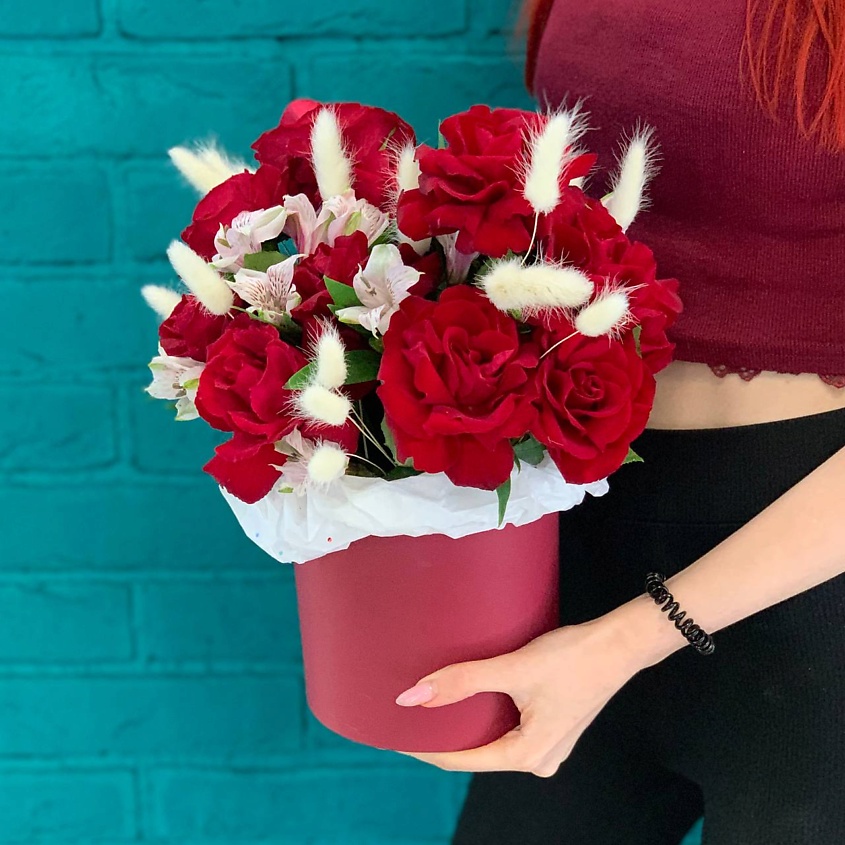 Изображение товара Цветы Мишки Букет французской розы и альстромерии 1 шт.