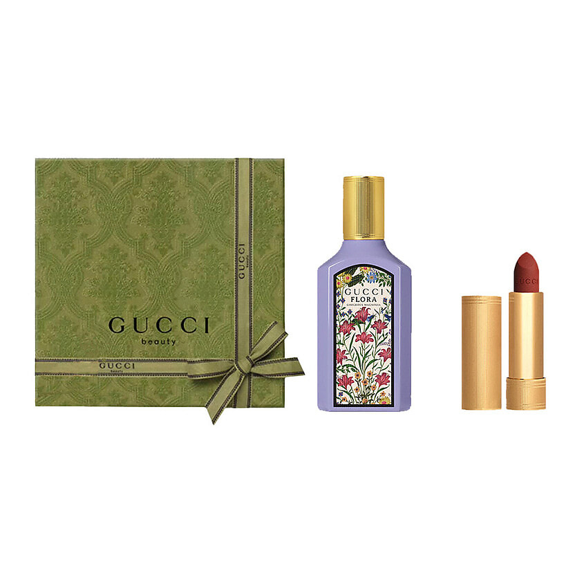 Изображение товара Подарочный набор Gucci Flora Gorgeous Magnolia с парфюмерной водой и матовой помадой 50 мл