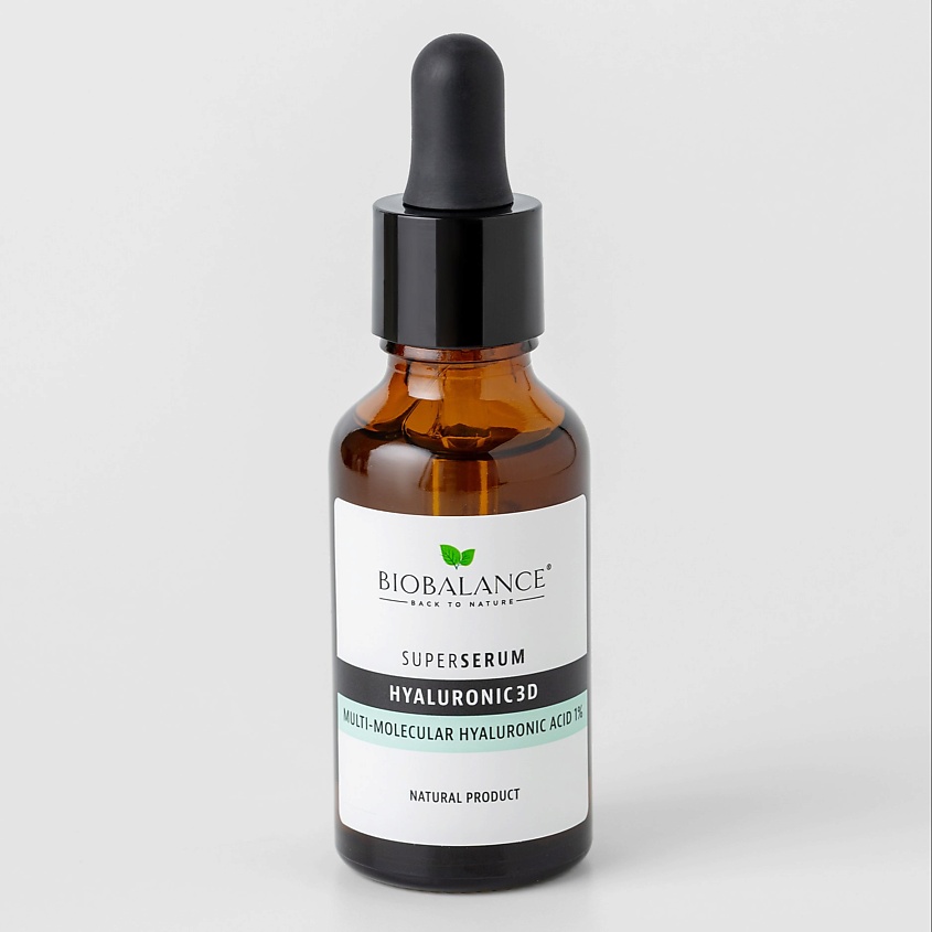 Изображение товара BIOBALANCE Сыворотка для лица увлажняющая с гиалуроновой кислотой SUPER SERUM HYALURONIC ACID 1%, 1 шт.
