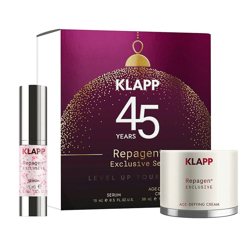 Изображение товара KLAPP COSMETICS Рождественский набор Repagen Exclusive 45+: сыворотка+крем, 50 мл + 15 мл