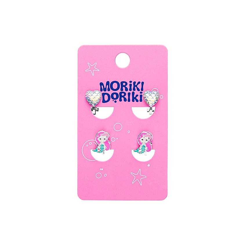 Изображение товара MORIKI DORIKI Серьги-клипсы детские Mermaid's Heart, 2 пары