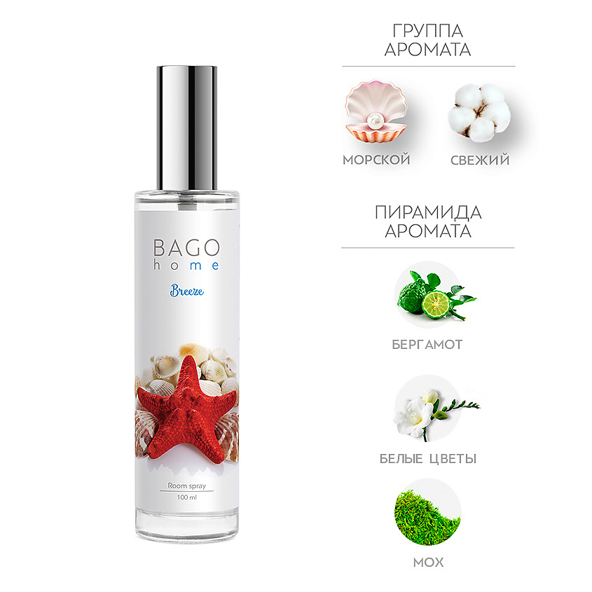 Изображение товара BAGO HOME Спрей ароматический для дома Бриз, 100 мл
