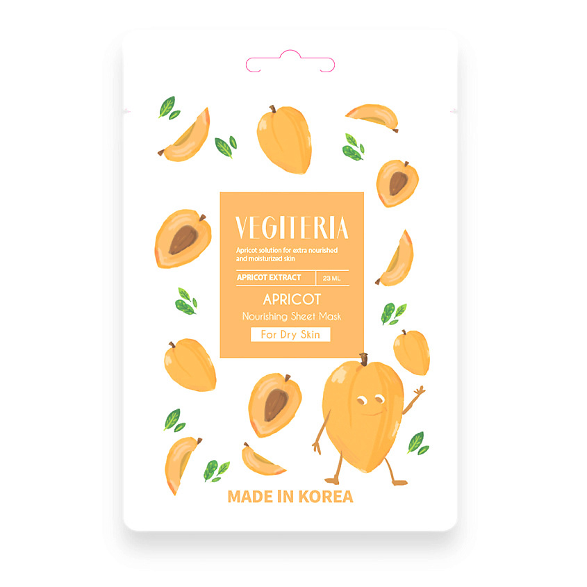 Изображение товара VEGITERIA Тканевая маска с экстрактом абрикоса для сухой кожи 1 шт корейская формула