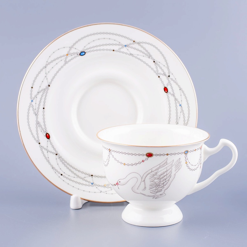 Изображение товара ИМПЕРАТОРСКИЙ ФАРФОРОВЫЙ ЗАВОД Чашка с блюдцем чайная "Волшебное лебединое озеро №2", 1 шт.