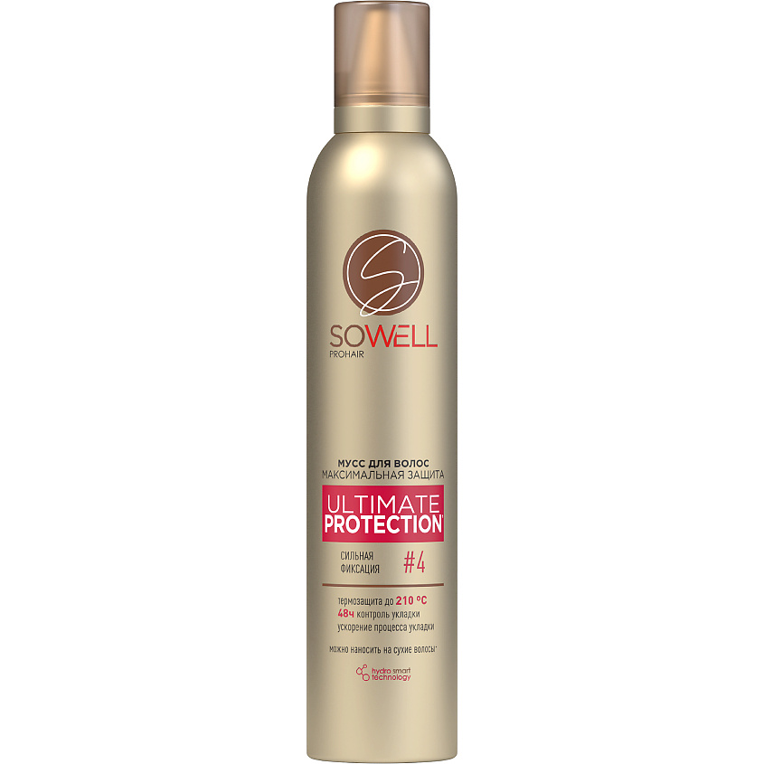 Изображение товара SOWELL Мусс для волос Максимальная защита и идеальная укладка, сильной фиксации Ultimate Protection, 200 мл