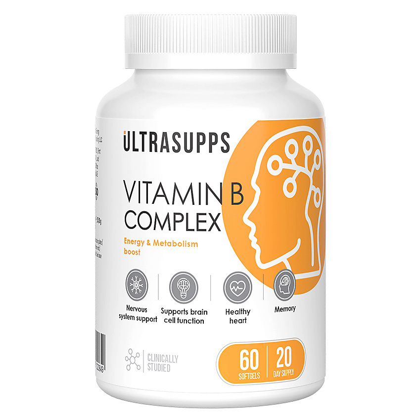 Изображение товара ULTRASUPPS Витаминный комплекс Vitamin B Complex, 60 мягких капсул