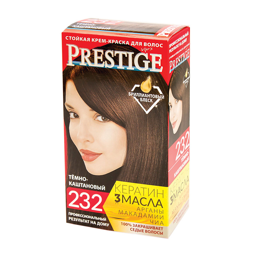Изображение товара VIP`S PRESTIGE Стойкая крем-краска для волос темно-каштановый 232 50 мл