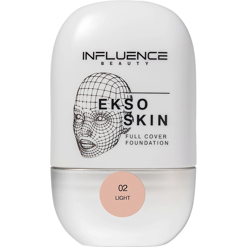 Изображение товара INFLUENCE BEAUTY Тональная основа с высокой степенью покрытия Ekso Skin, № 02 Light/Светлый, 25 мл