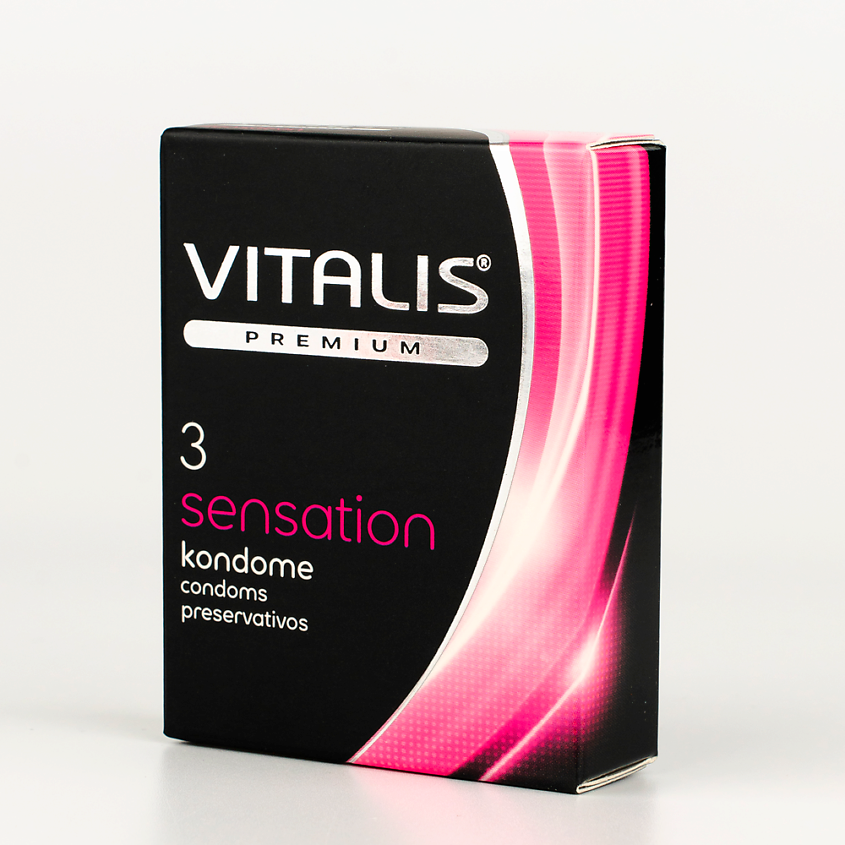 Изображение товара VITALIS Презервативы Чувственные, с кольцами и точками, Sensation, 3 шт.