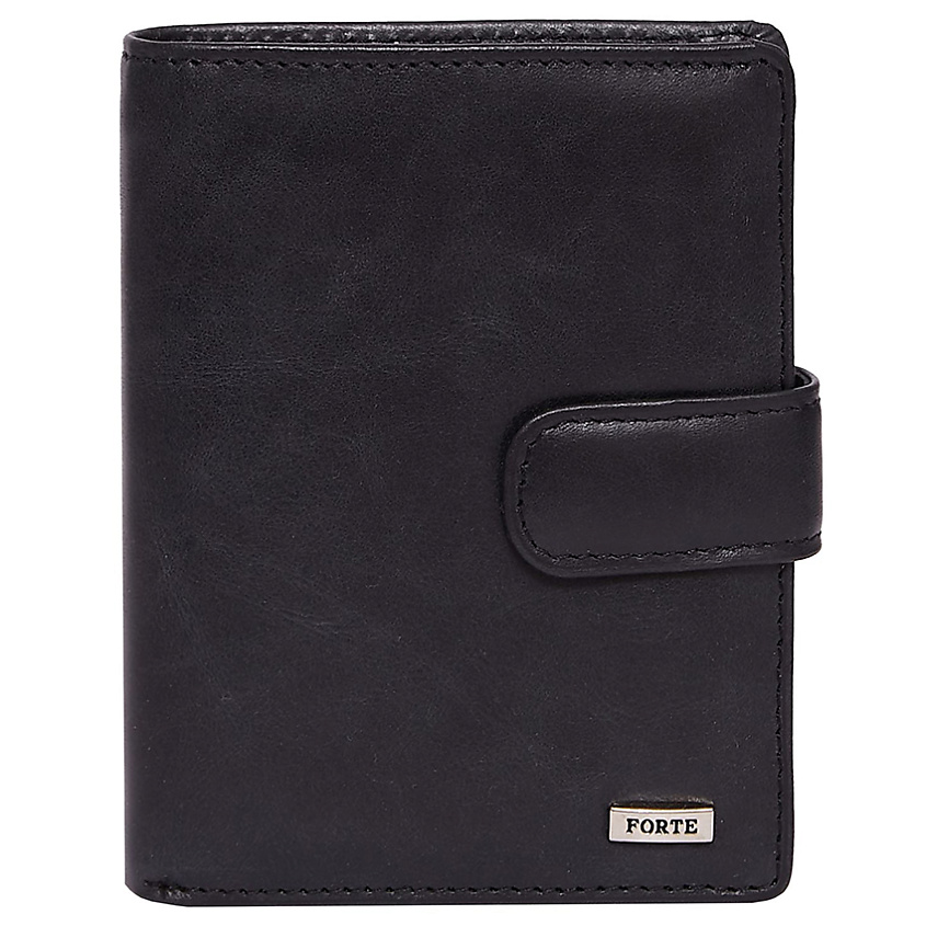 Изображение товара FORTE Портмоне из натуральной кожи с эффектом старения в черном цвете