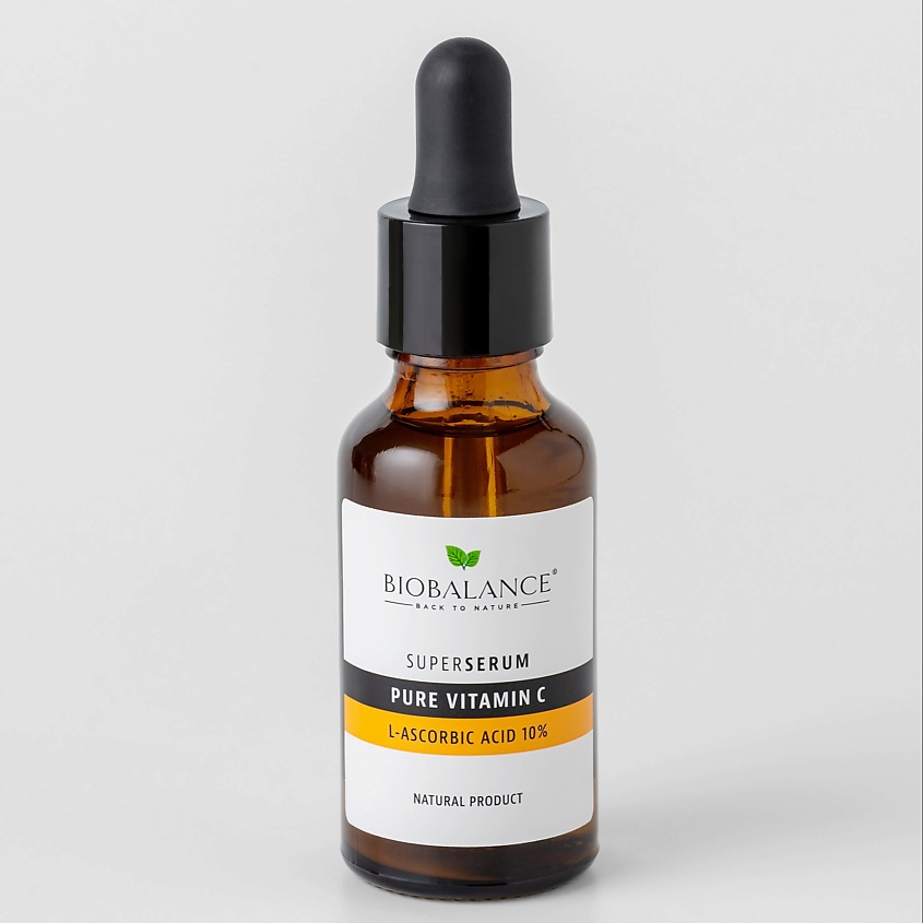Изображение товара BIOBALANCE Сыворотка для лица с витамином С 10% PURE VITAMIN C L-ASCORBIC ACID 10% SUPER SERUM, 1 шт.