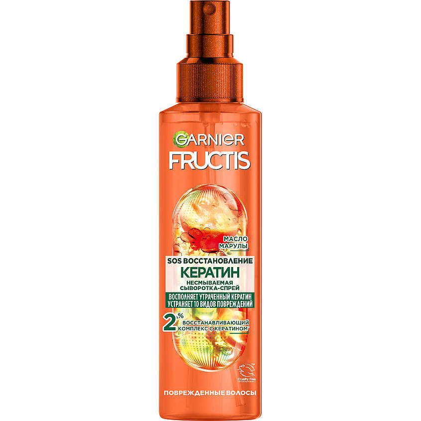 Изображение товара FRUCTIS Сыворотка-спрей SOS Кератин 10 в 1, для ломких, сухих и поврежденных волос, 150 мл