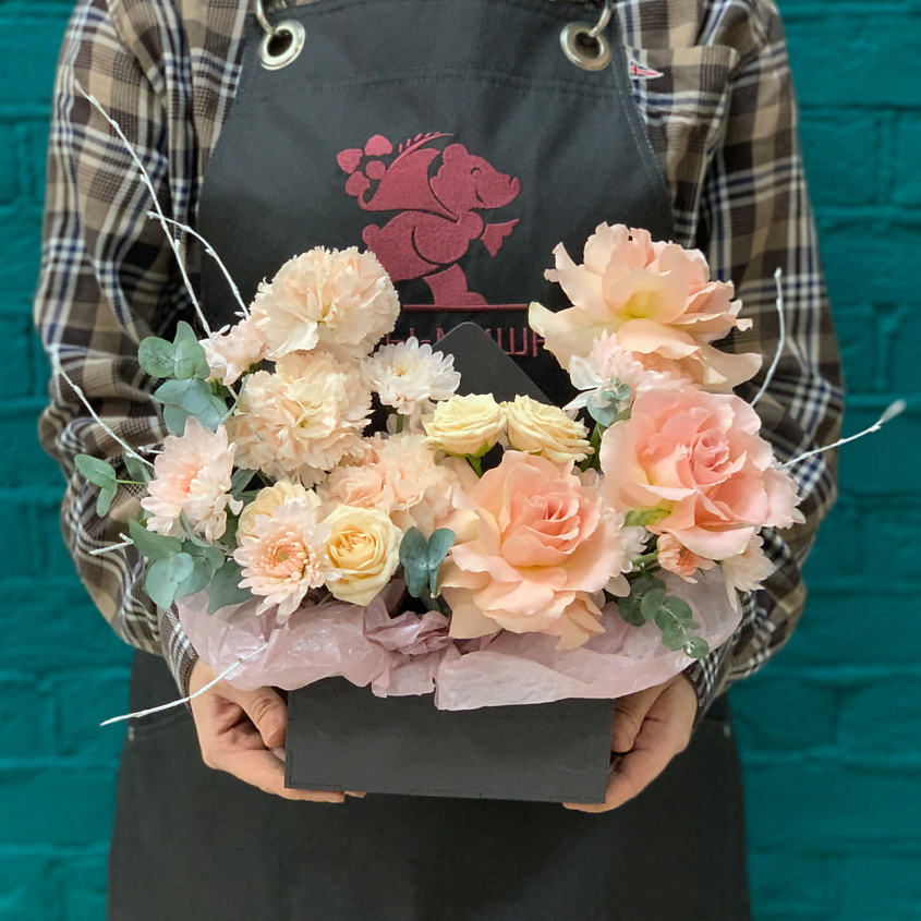 Изображение товара Букет живых цветов Цветы Мишки из французской розы и гвоздики 1 шт