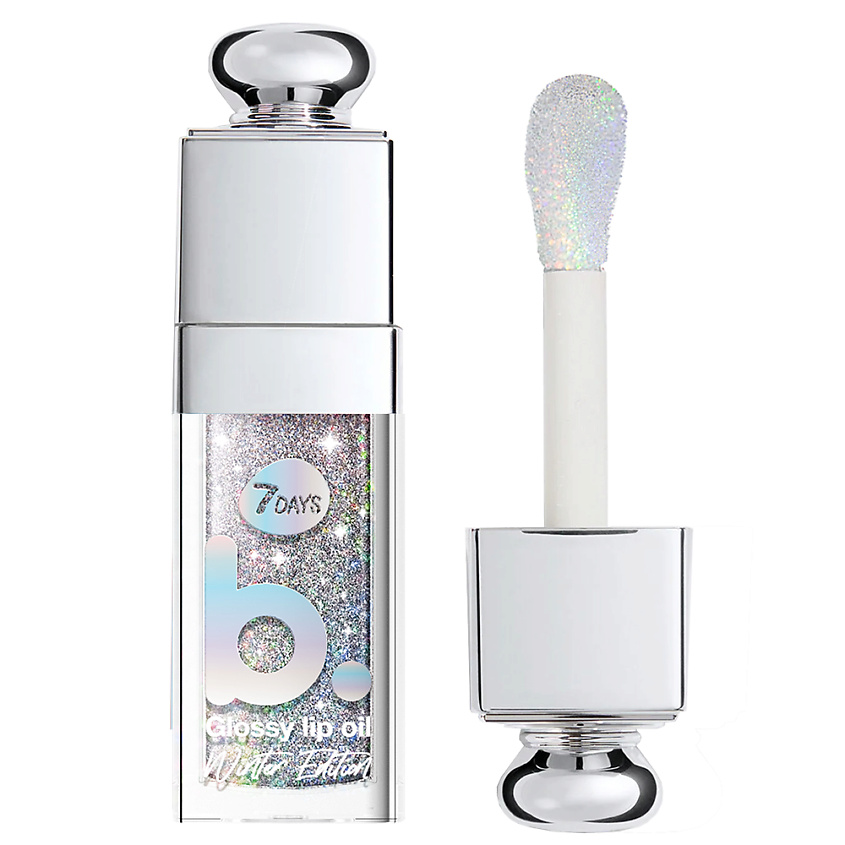 Изображение товара 7DAYS Блеск для губ прозрачный, масло охлаждающее, увлажняющее B.COLOUR Winter Edition, цвет: 02 HOLO BABY