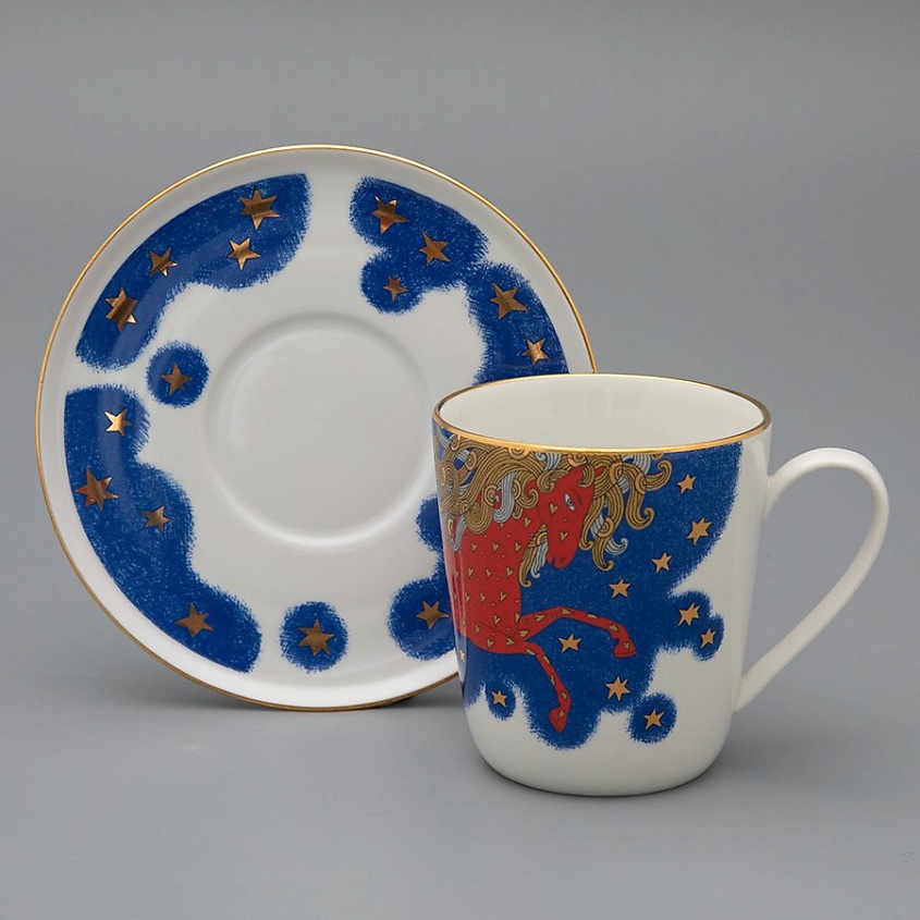 Изображение товара ИМПЕРАТОРСКИЙ ФАРФОРОВЫЙ ЗАВОД Чашка с блюдцем чайная "Год лошади", 1 шт.