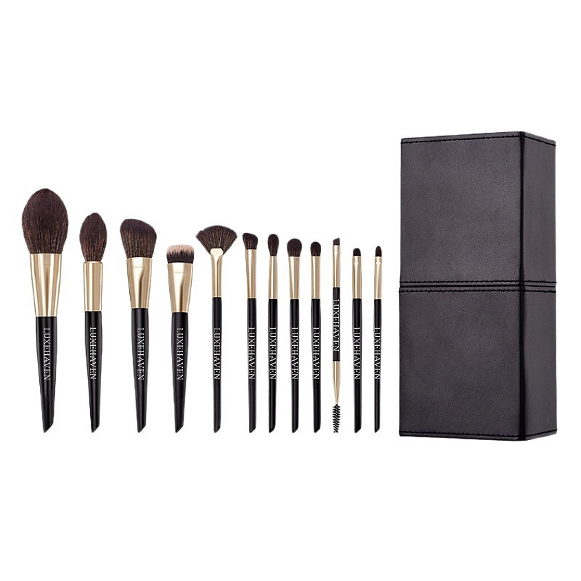 Изображение товара Набор кистей для макияжа глаз и лица LUXEHAVEN в тубусе черный