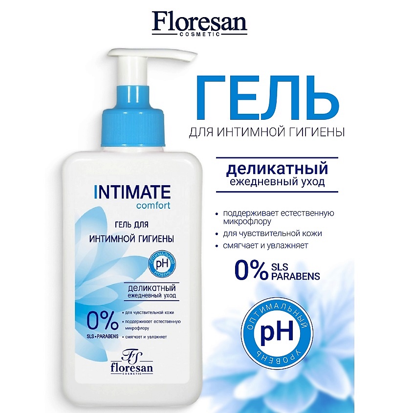 Изображение товара FLORESAN Деликатный гель для интимной гигиены "Comfort" INTIMATE, 250 мл